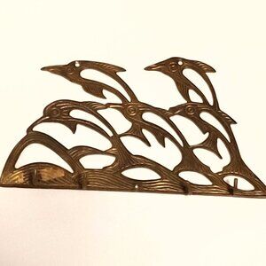 BEAUTIFUL BRASS DOLPHIN POD Coat Hook